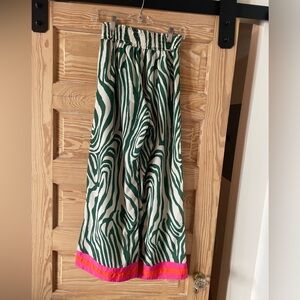 Green Zebra-Print palazzo Pink Accent pants